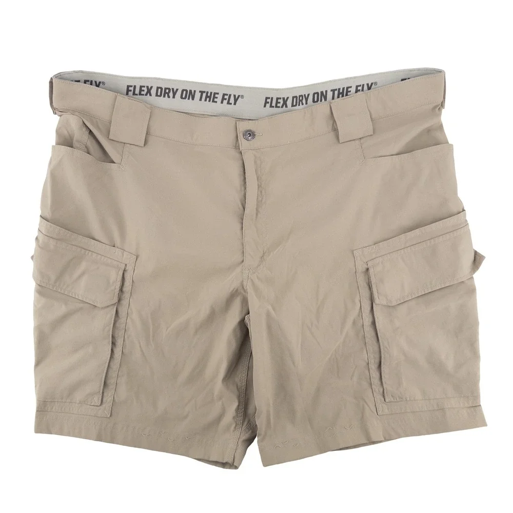 LOT OF‎ 2 Duluth Trading Co Mens 46 Flex Dry on the Fly Cargo Shorts Gray Tan
